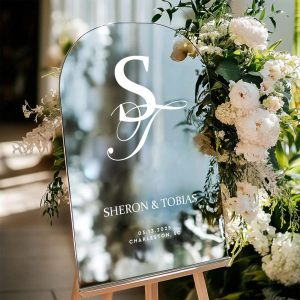 Gold Mirror Wedding Sign 1