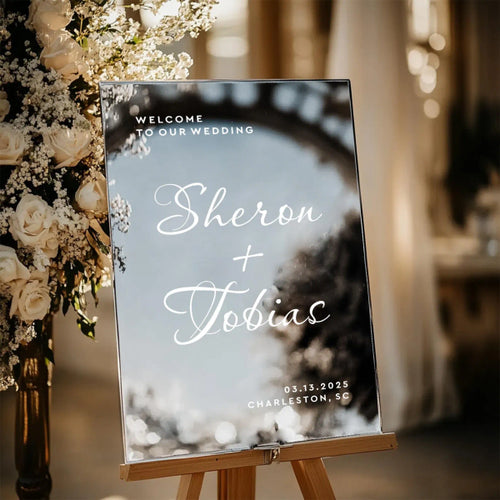 Acrylic Mirror Wedding Sign 1